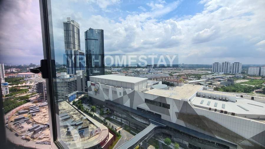 The view from the unit over Central i-City mall and the Shah Alam skyline beyond.
