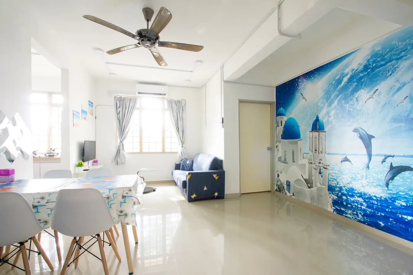 Inside Santorini Home, one of the Pinang Keys apartments in Penang.
